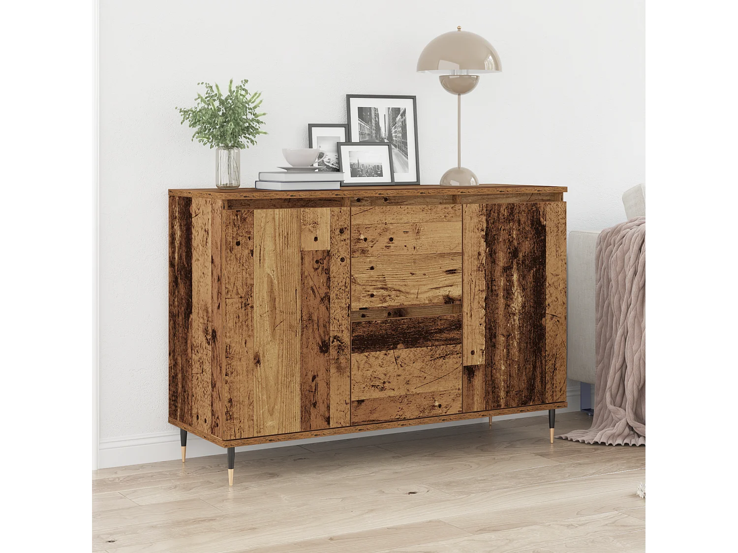 Buffet | Bahut | Meuble de rangement avec portes et tiroirs en vieux bois 101,5x35x70 cm