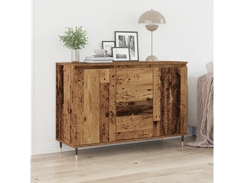 Buffet | Bahut | Meuble de rangement avec portes et tiroirs en vieux bois 101,5x35x70 cm