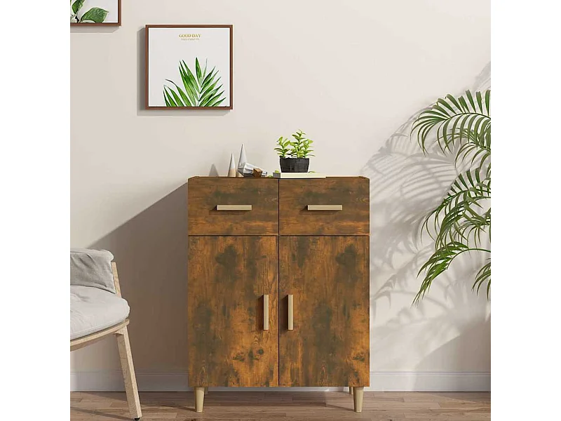 Buffet | Bahut | Meuble de rangement Chêne fumé 69,5x34x89 cm Bois d'ingénierie