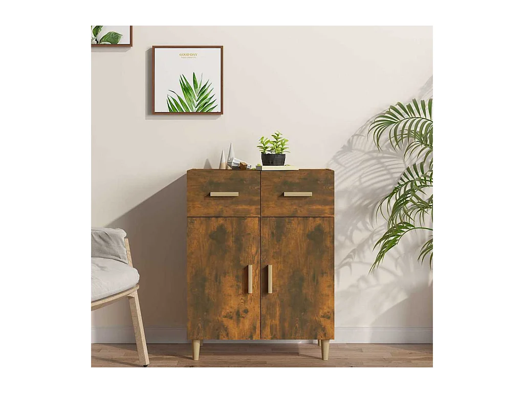 Buffet | Bahut | Meuble de rangement Chêne fumé 69,5x34x89 cm Bois d'ingénierie