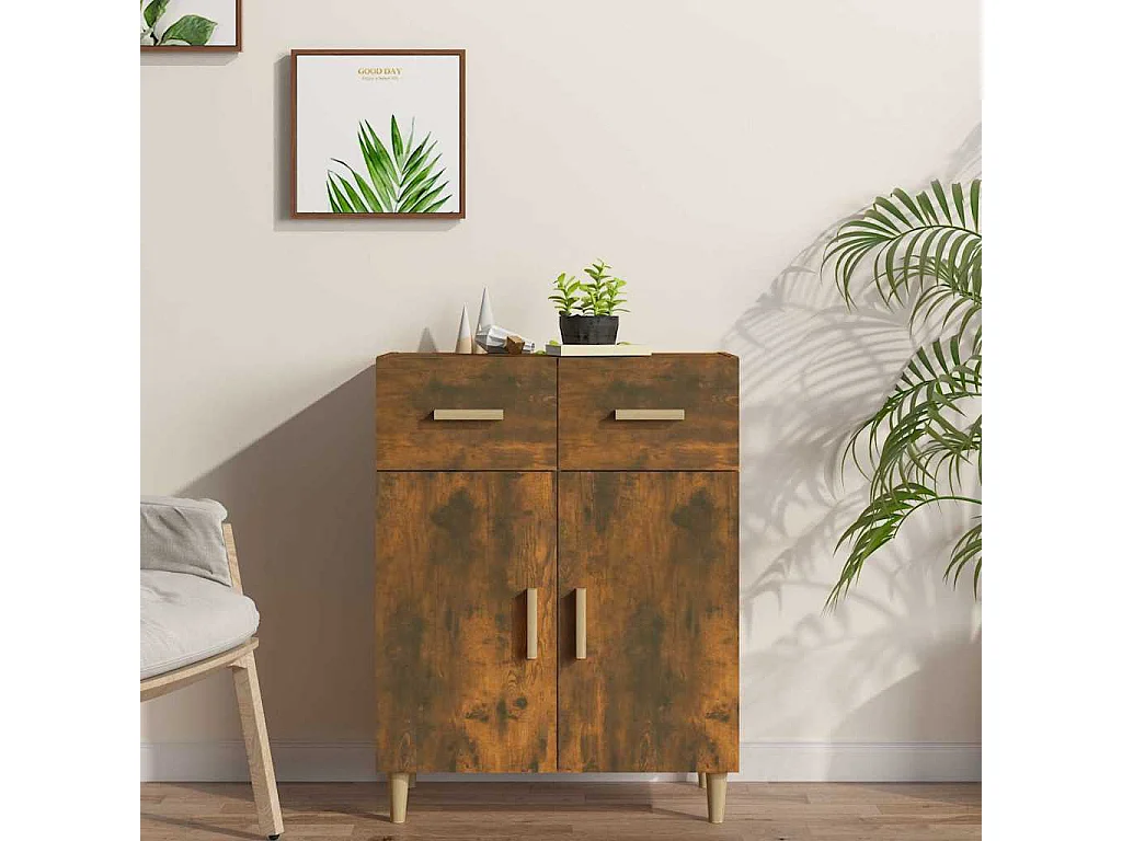 Buffet | Bahut | Meuble de rangement Chêne fumé 69,5x34x89 cm Bois d'ingénierie