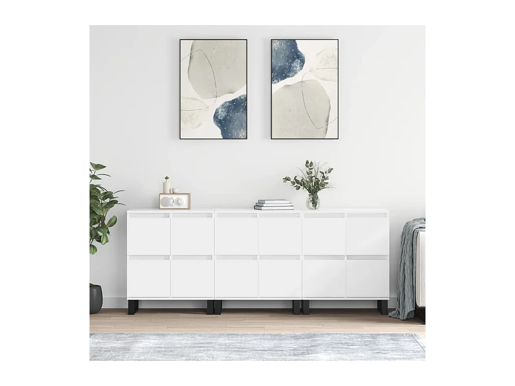 Buffets | Bahuts | Meuble de rangement 3 pcs Blanc Bois d'ingénierie