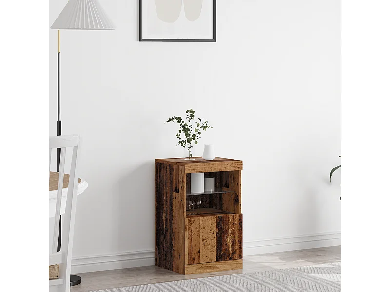 Buffet | Bahut | Meuble de rangement avec lumières LED bois ancien 41x37x67 cm