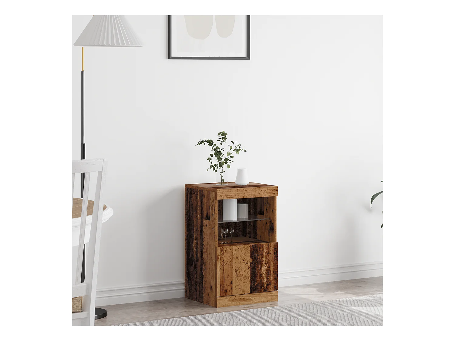 Buffet | Bahut | Meuble de rangement avec lumières LED bois ancien 41x37x67 cm