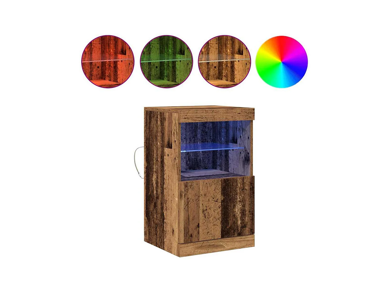 Buffet | Bahut | Meuble de rangement avec lumières LED bois ancien 41x37x67 cm