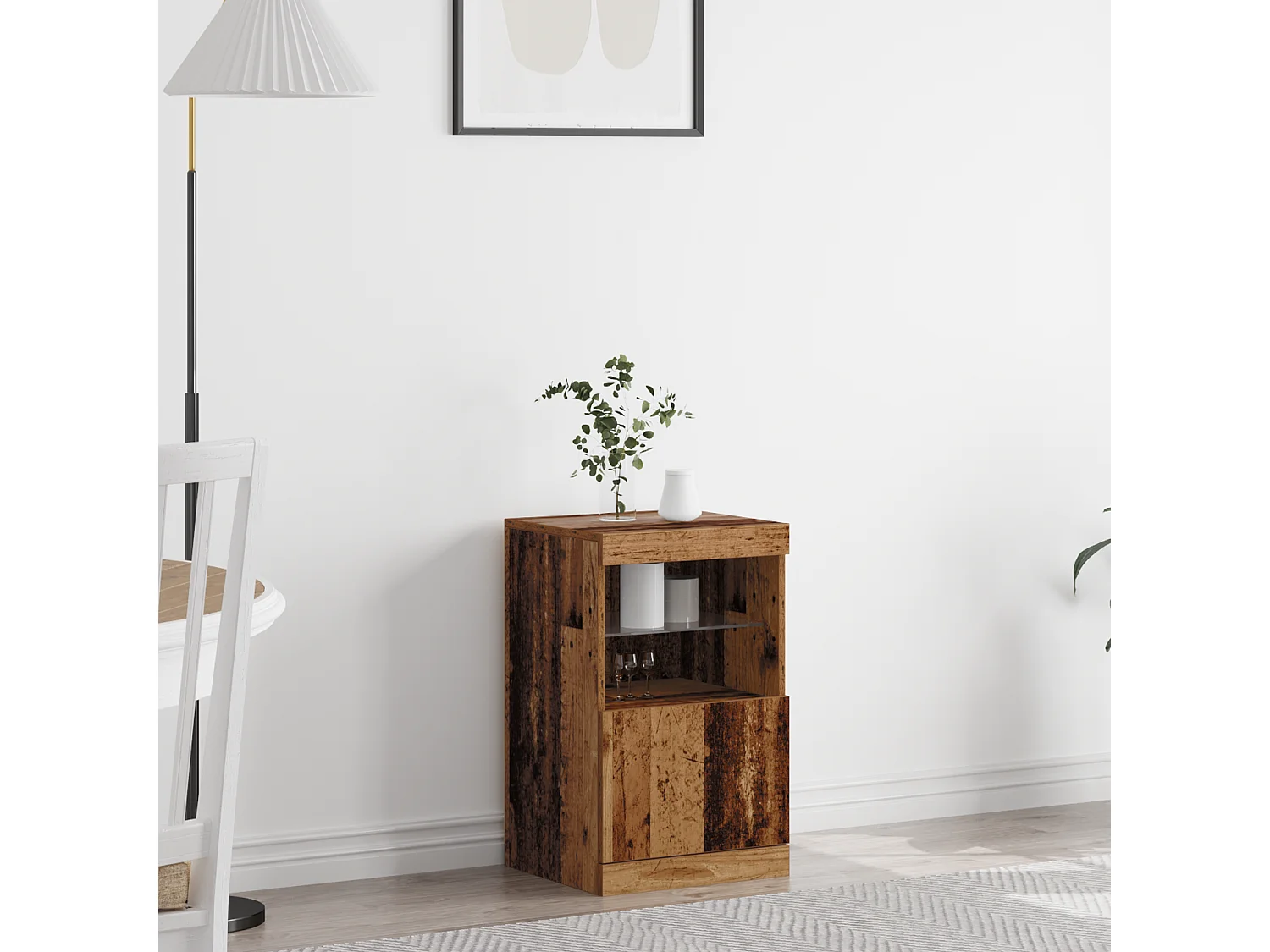 Buffet | Bahut | Meuble de rangement avec lumières LED bois ancien 41x37x67 cm
