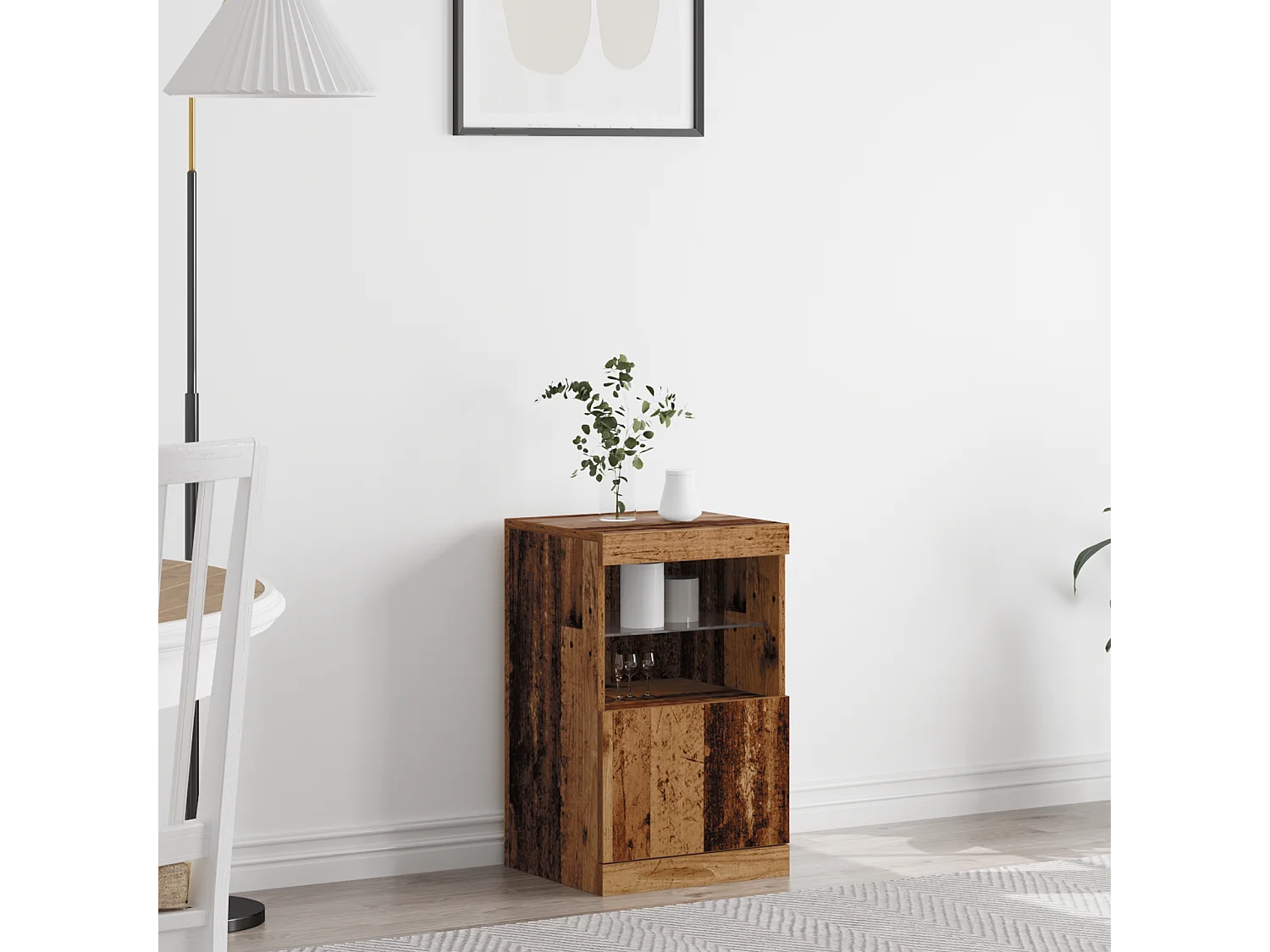 Buffet | Bahut | Meuble de rangement avec lumières LED bois ancien 41x37x67 cm
