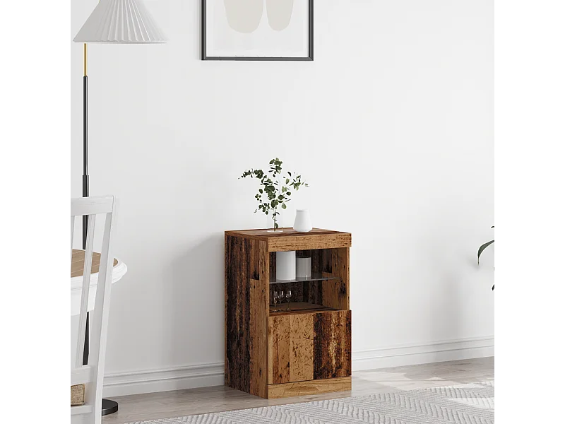 Buffet | Bahut | Meuble de rangement avec lumières LED bois ancien 41x37x67 cm