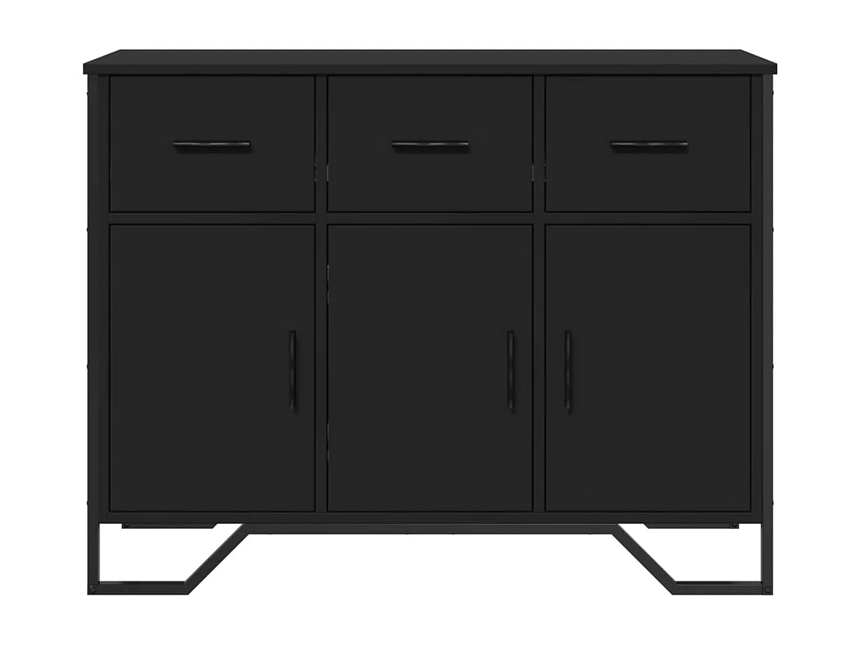 Buffet | Bahut | Meuble de rangement noir 97x32,5x74,5 cm bois d’ingénierie