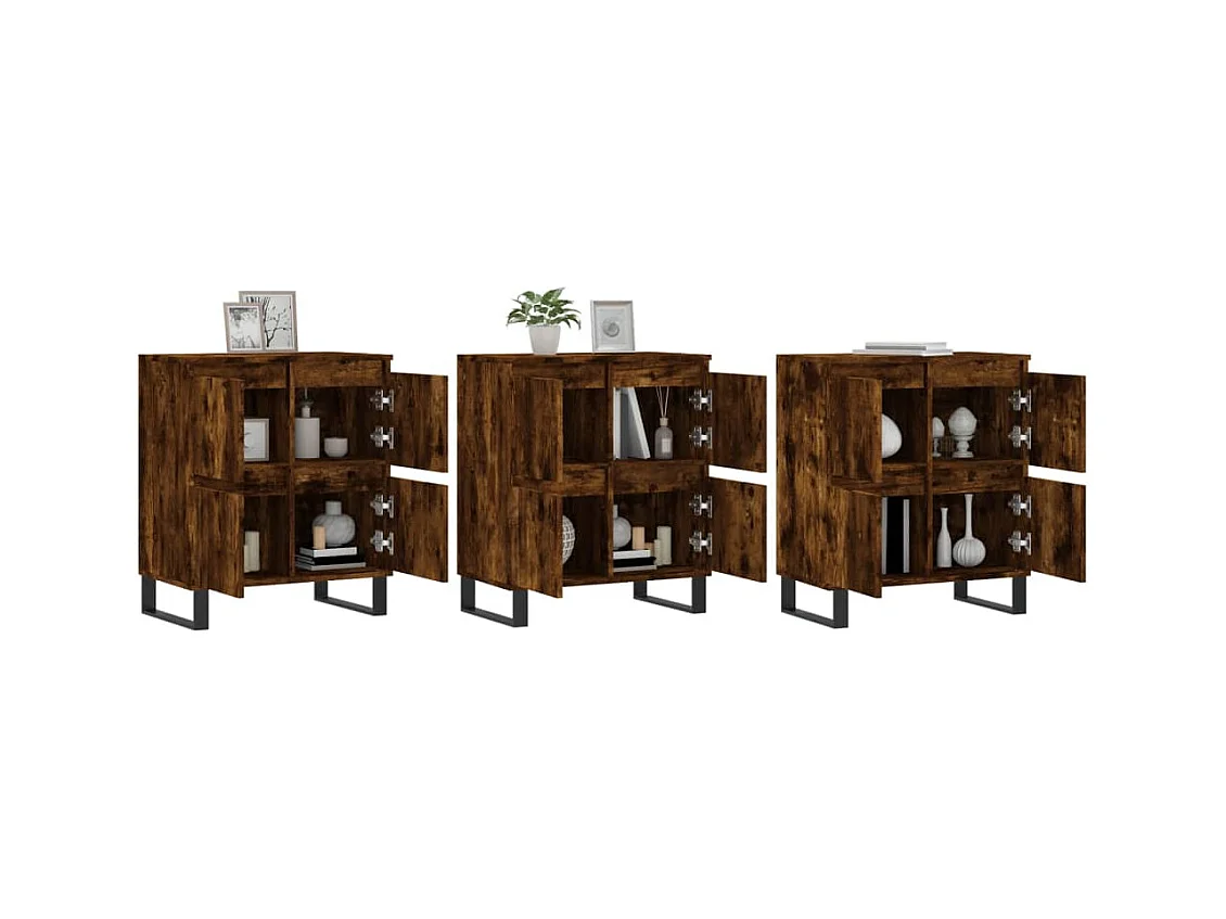 Buffets | Bahuts | Meuble de rangement 3 pcs Chêne fumé Bois d'ingénierie