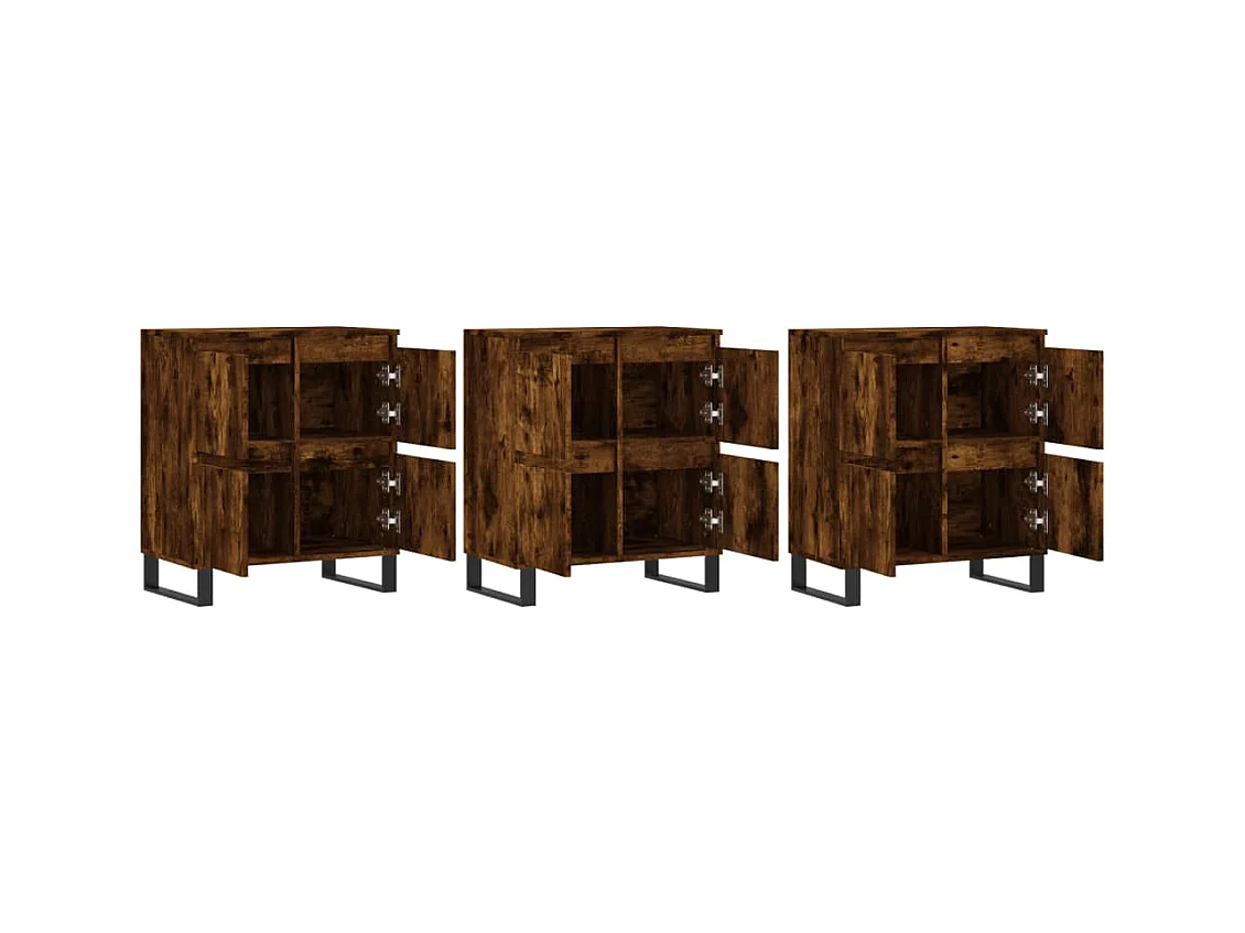 Buffets | Bahuts | Meuble de rangement 3 pcs Chêne fumé Bois d'ingénierie
