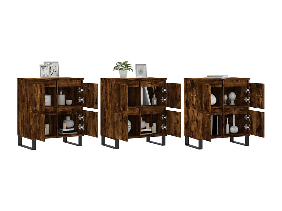 Buffets | Bahuts | Meuble de rangement 3 pcs Chêne fumé Bois d'ingénierie