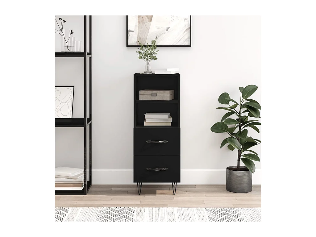 Buffet | Bahut | Meuble de rangement Noir 34,5x34x90 cm Bois d'ingénierie