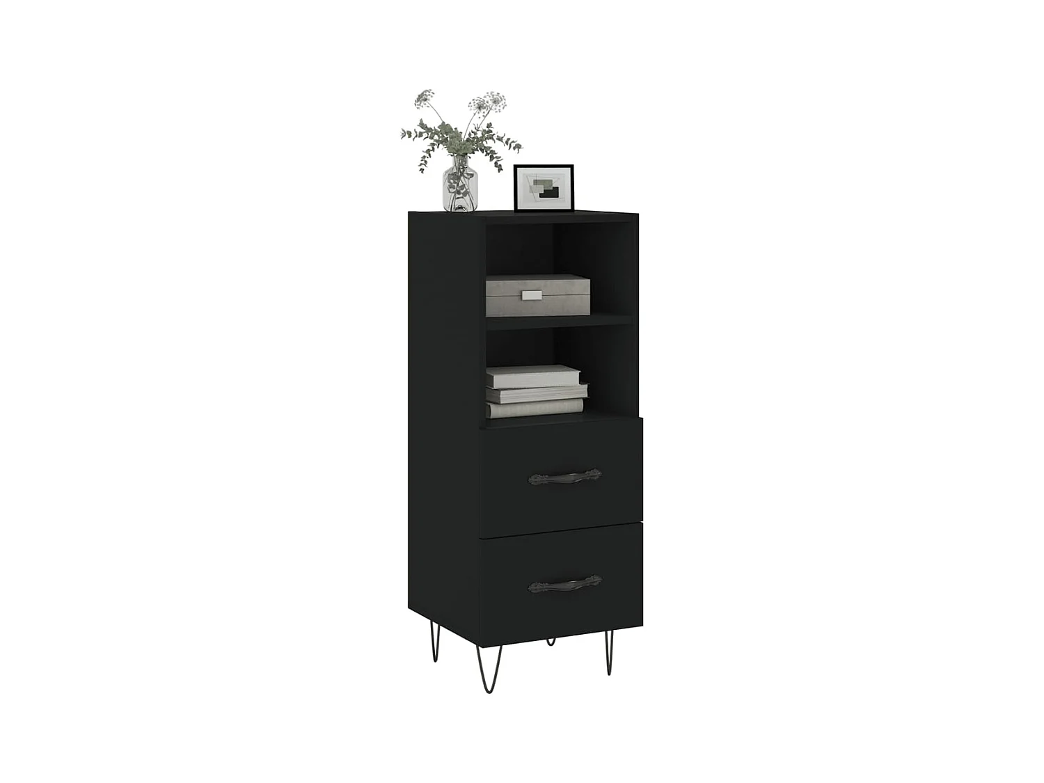 Buffet | Bahut | Meuble de rangement Noir 34,5x34x90 cm Bois d'ingénierie