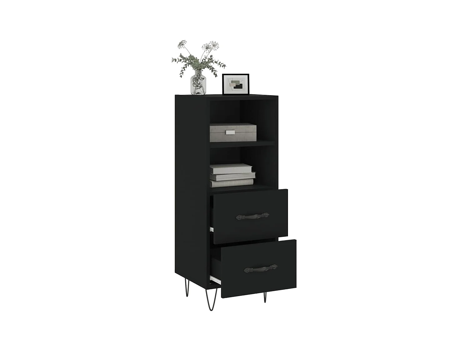 Buffet | Bahut | Meuble de rangement Noir 34,5x34x90 cm Bois d'ingénierie