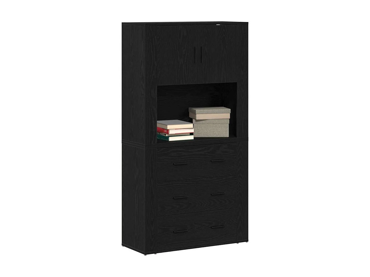 Buffet | Bahut | Meuble de rangement Chêne Noir 80x33x150 cm Bois d'ingénierie