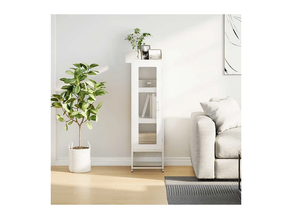 Credenza | Buffet | Armadio Bianca 36x39x123 cm Acciaio Laminato a Freddo