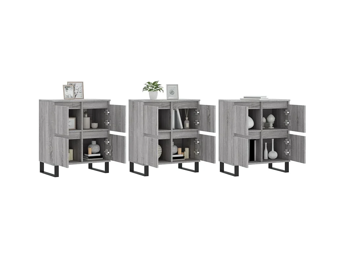 Buffets | Bahuts | Meuble de rangement 3 pcs Sonoma gris Bois d'ingénierie