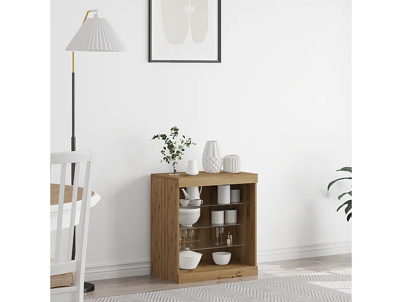 Sideboard | Credenza | Armadio con luci LED Rovere Artigianale 60,5x37x67 cm