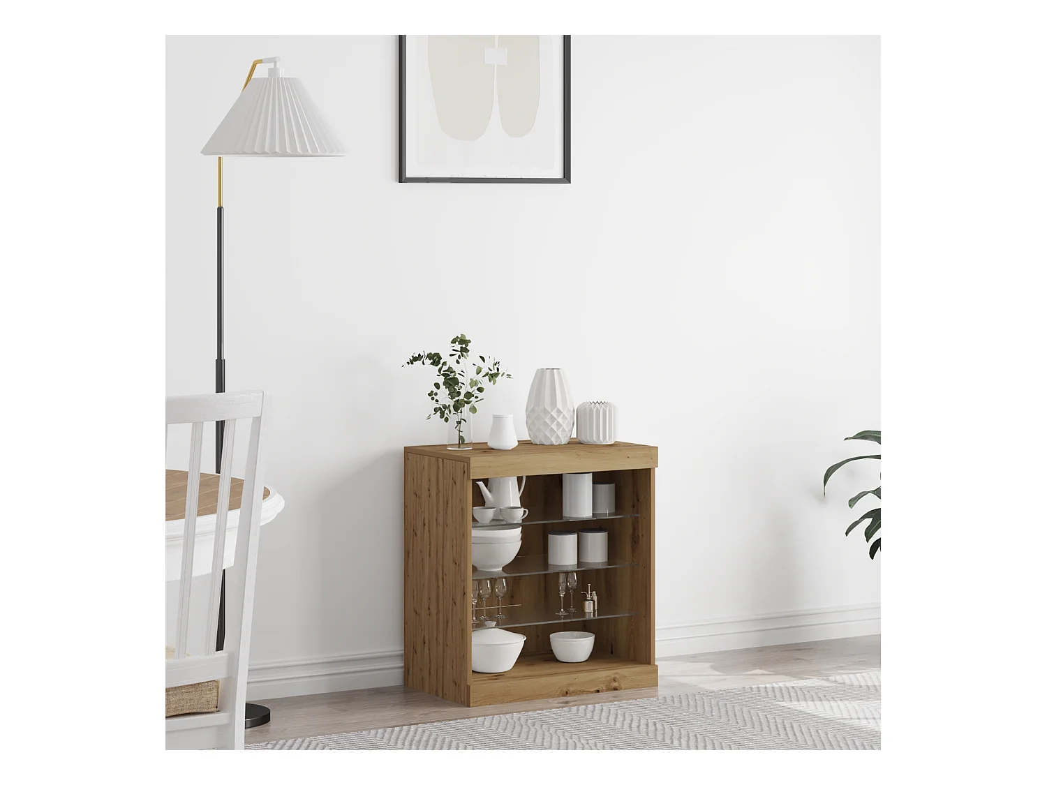 Sideboard | Credenza | Armadio con luci LED Rovere Artigianale 60,5x37x67 cm