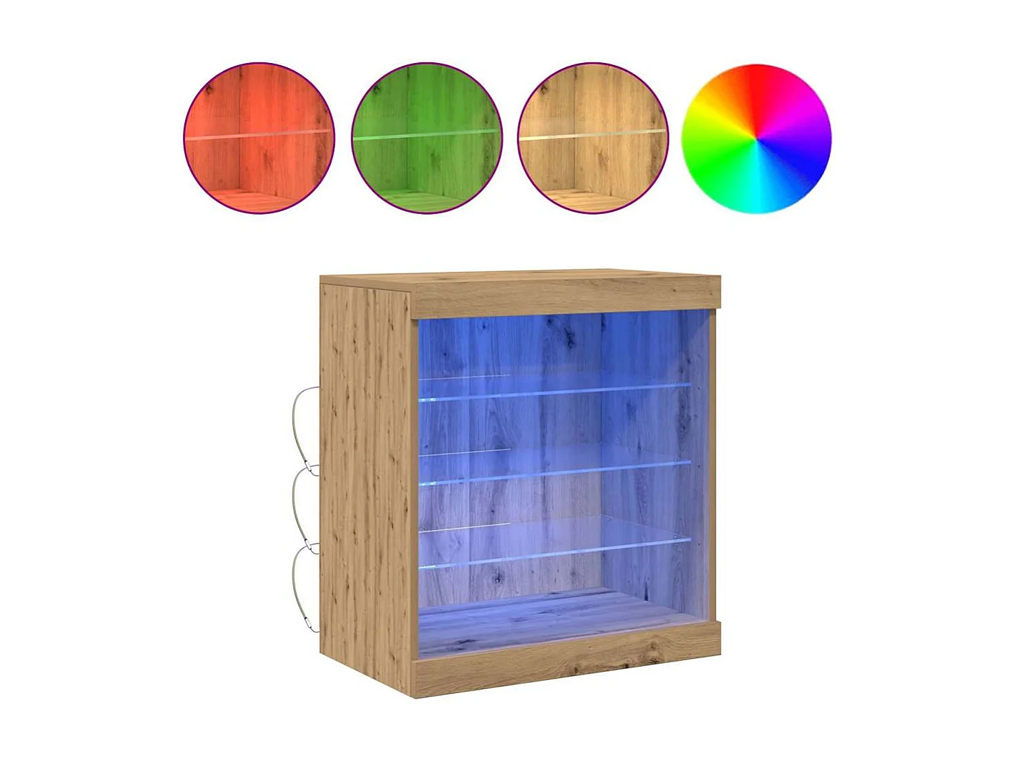 Buffet | Bahut | Meuble de rangement avec lumières LED Chêne artisan 60,5x37x67 cm