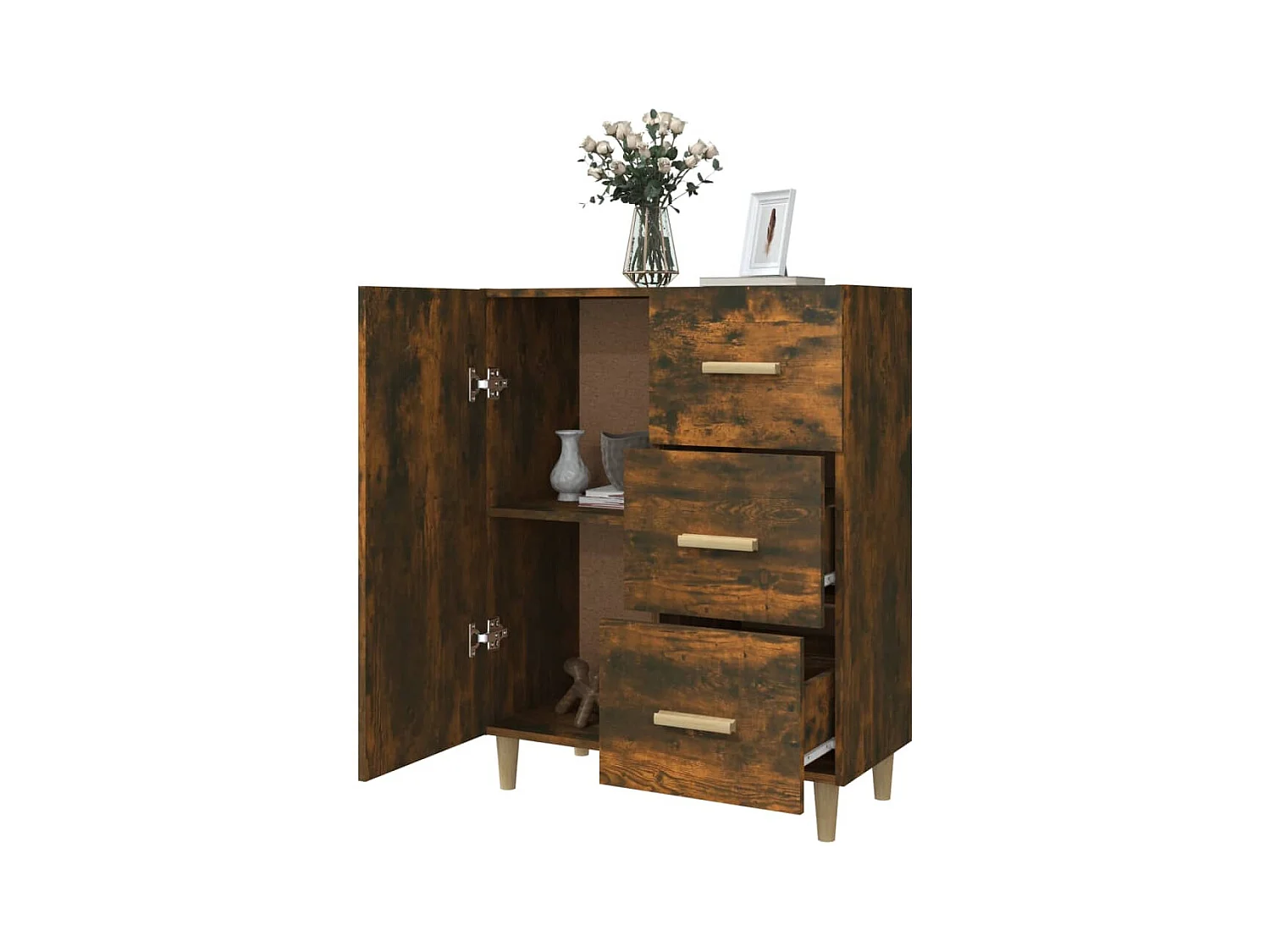 Credenza | Buffet | Armadio Rovere Fumo 69,5x34x90 cm in Legno Multistrato