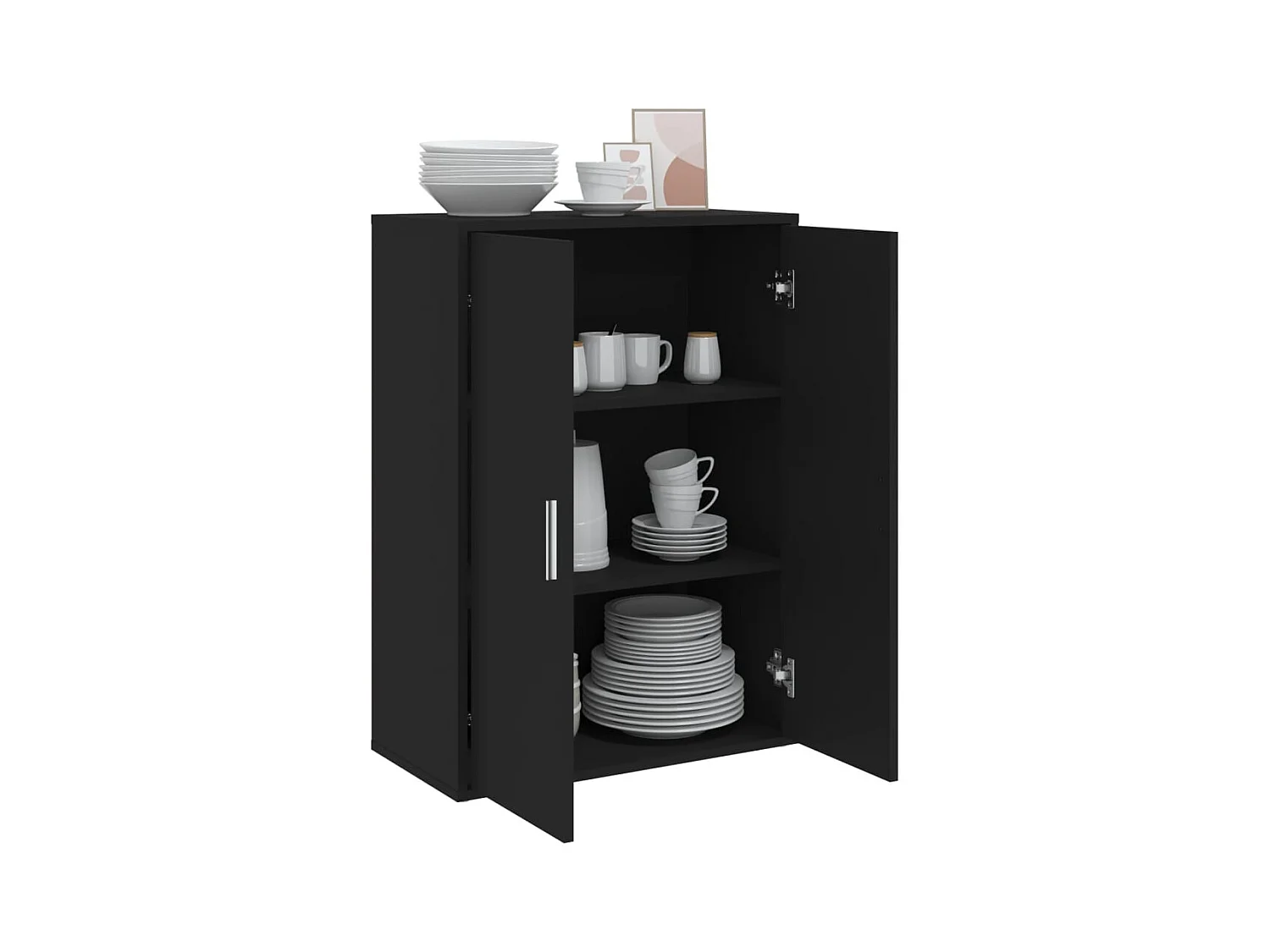 Credenza | Buffet | Armadio Nero 60x31x84 cm in Legno Multistrato