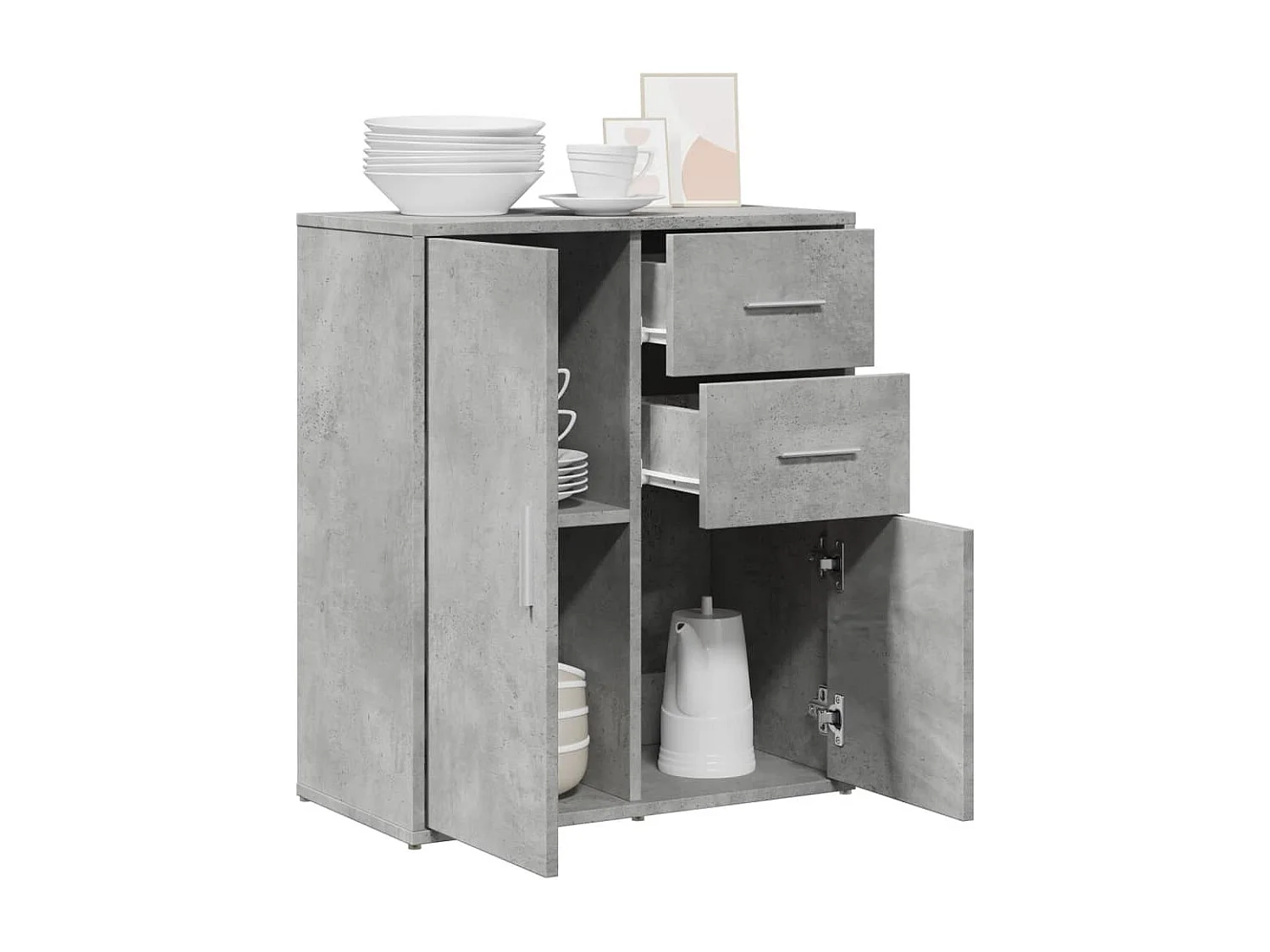 Credenza | Buffet | Armadio Grigio Cemento 60x31x70 cm in Legno Multistrato