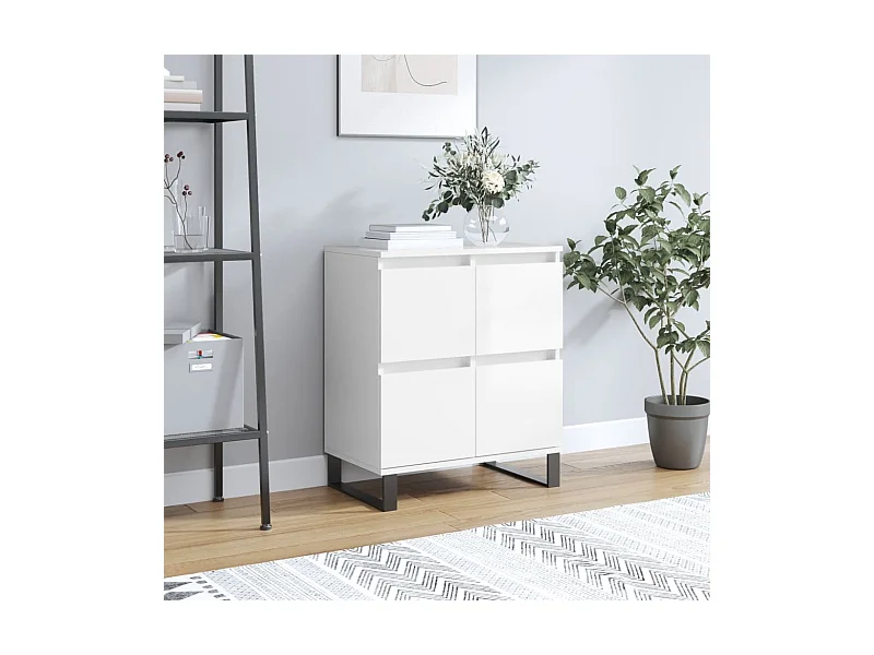 Buffet | Bahut | Meuble de rangement Blanc brillant 60x35x70 cm Bois d'ingénierie