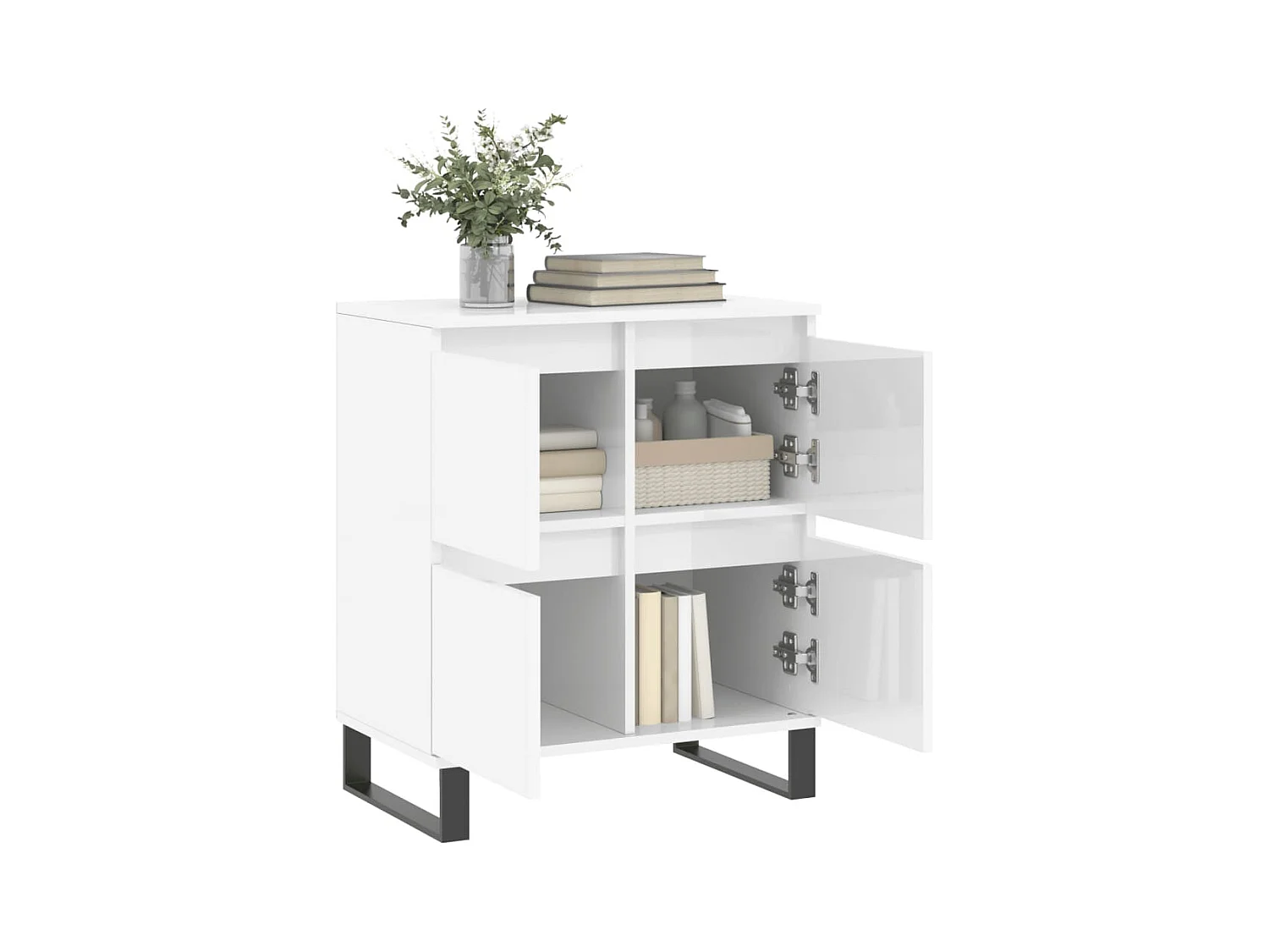 Buffet | Bahut | Meuble de rangement Blanc brillant 60x35x70 cm Bois d'ingénierie