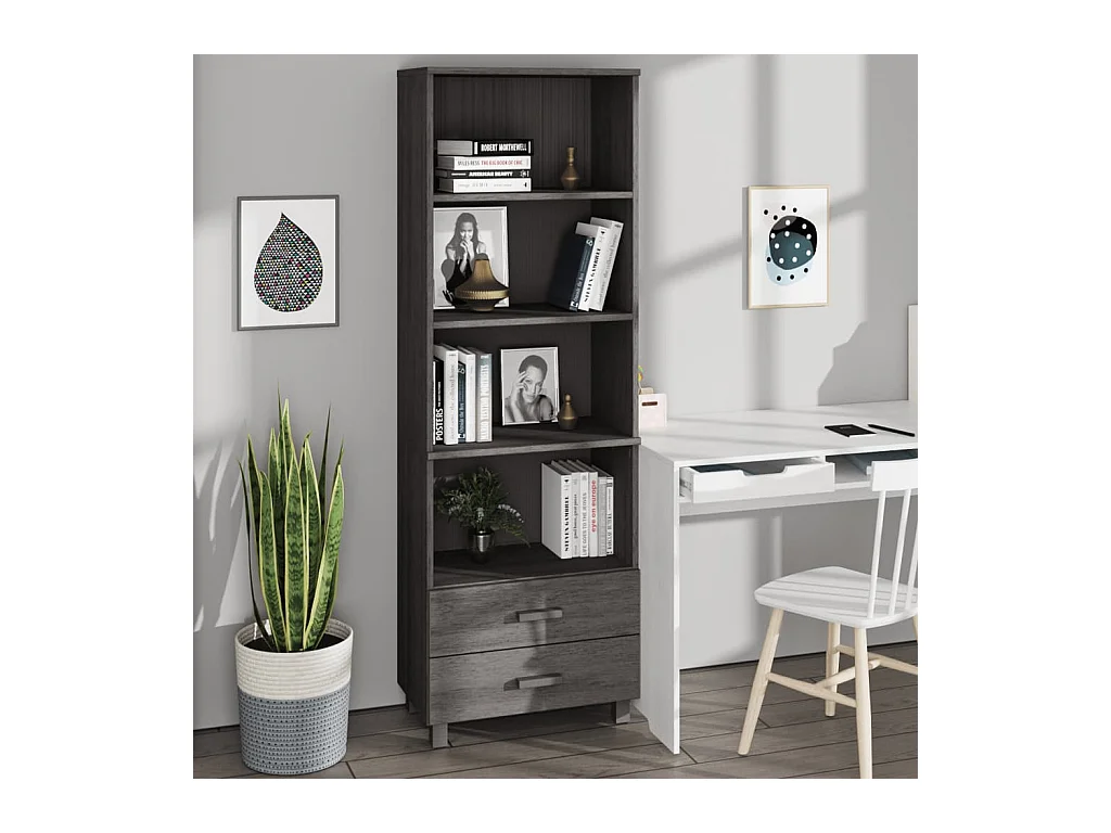 Credenza | Buffet | Armadio HAMAR Grigio Chiaro 60x35x180cm Legno Massello di Pino