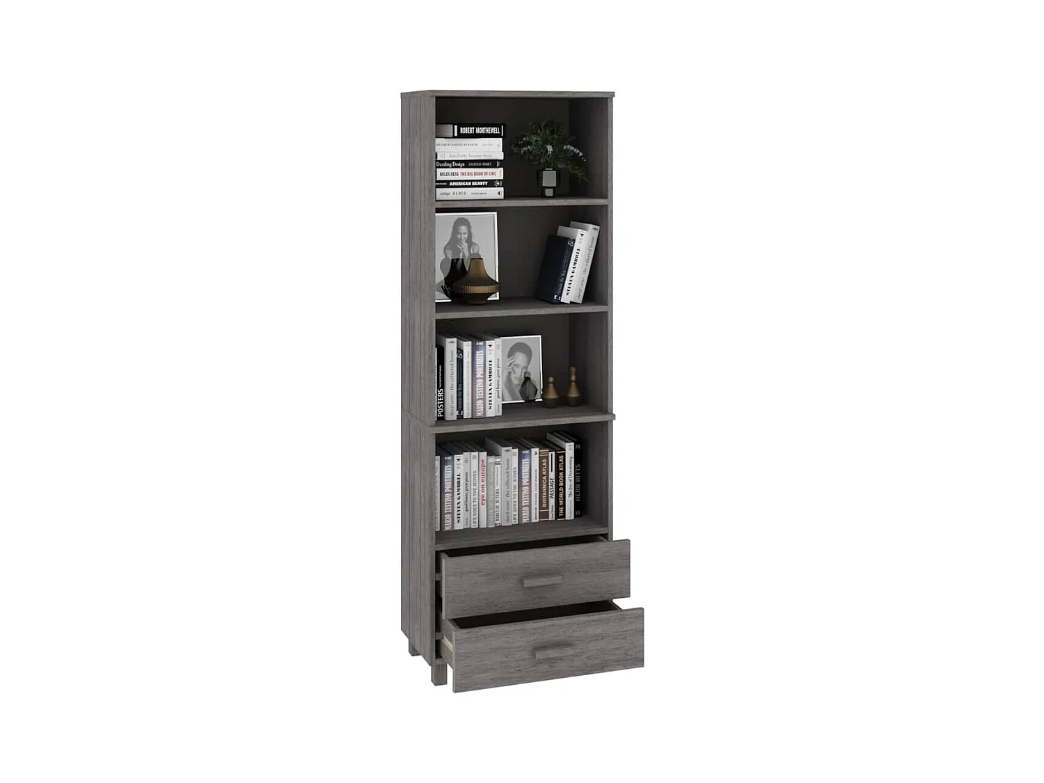 Credenza | Buffet | Armadio HAMAR Grigio Chiaro 60x35x180cm Legno Massello di Pino