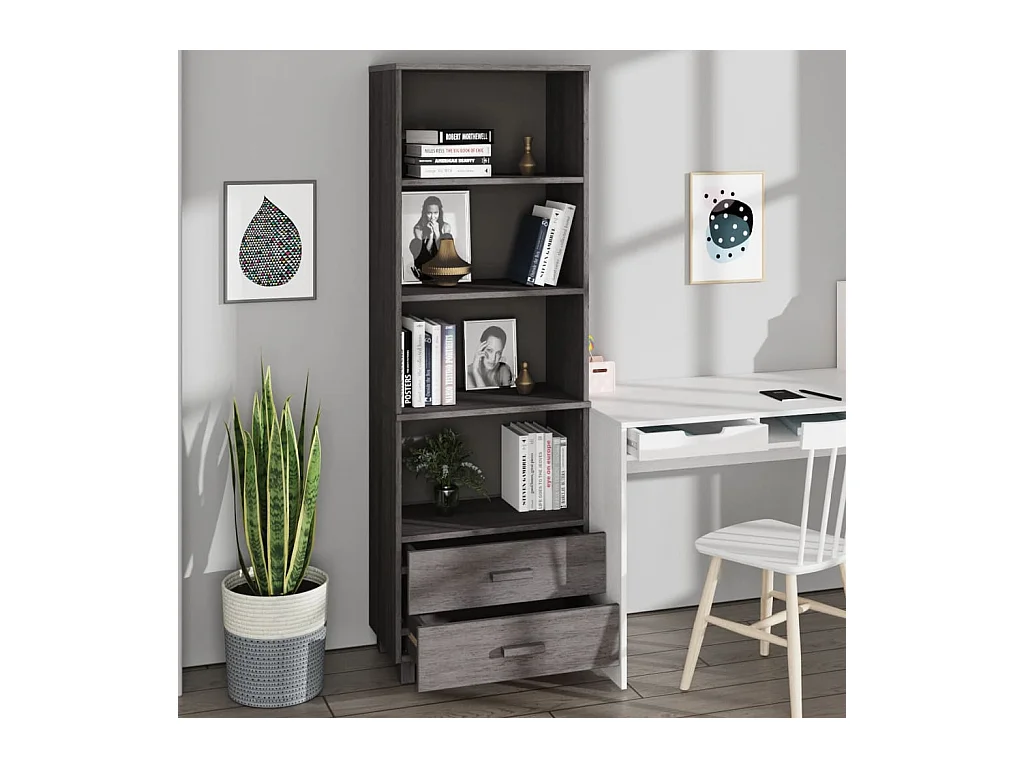 Credenza | Buffet | Armadio HAMAR Grigio Chiaro 60x35x180cm Legno Massello di Pino