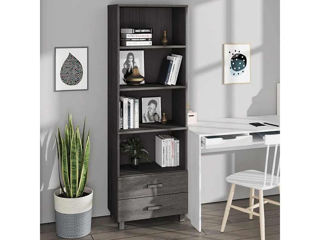 Credenza | Buffet | Armadio HAMAR Grigio Chiaro 60x35x180cm Legno Massello di Pino