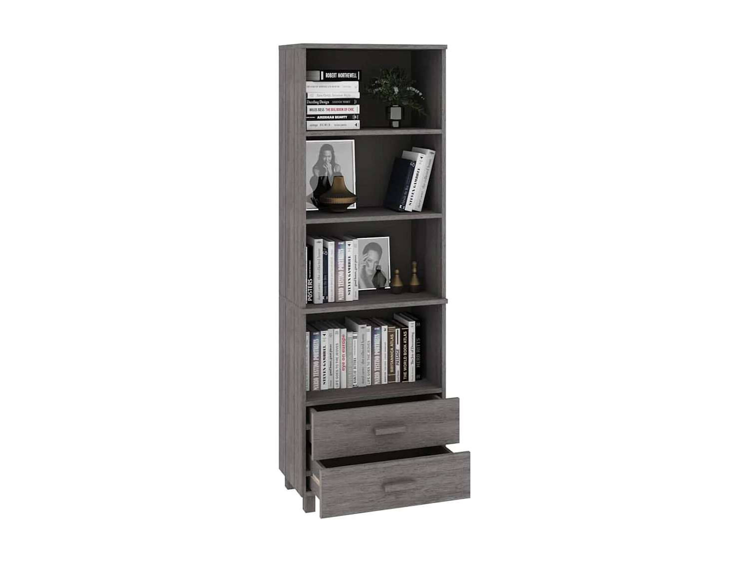 Credenza | Buffet | Armadio HAMAR Grigio Chiaro 60x35x180cm Legno Massello di Pino