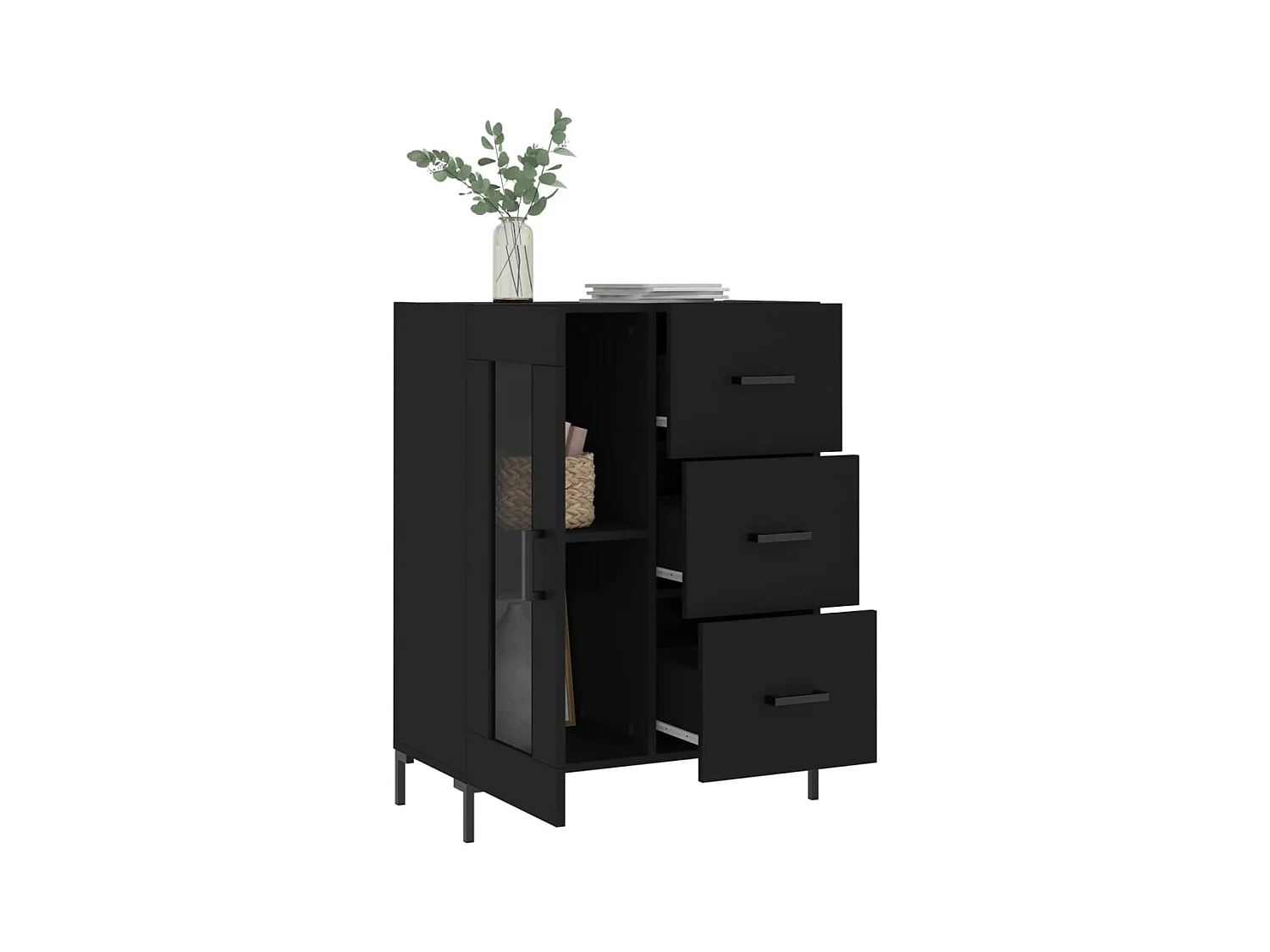 Buffet | Bahut | Meuble de rangement noir 69,5x34x90 cm bois d'ingénierie