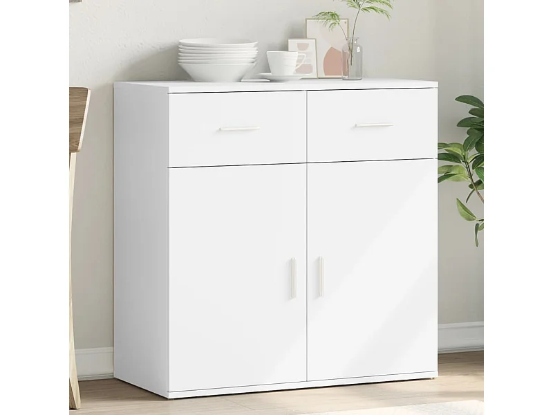 Credenza | Buffet | Armadio Bianca 79x38x80 cm in Legno Multistrato