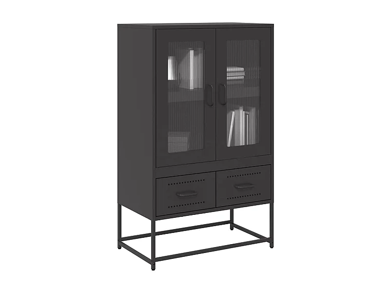 Buffet | Commode à tiroir | Meuble de rangement haut noir 68x39x111,5 cm acier