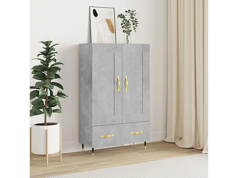 Credenza | Buffet | Armadio Grigio Cemento 69,5x31x115 cm in Legno Multistrato