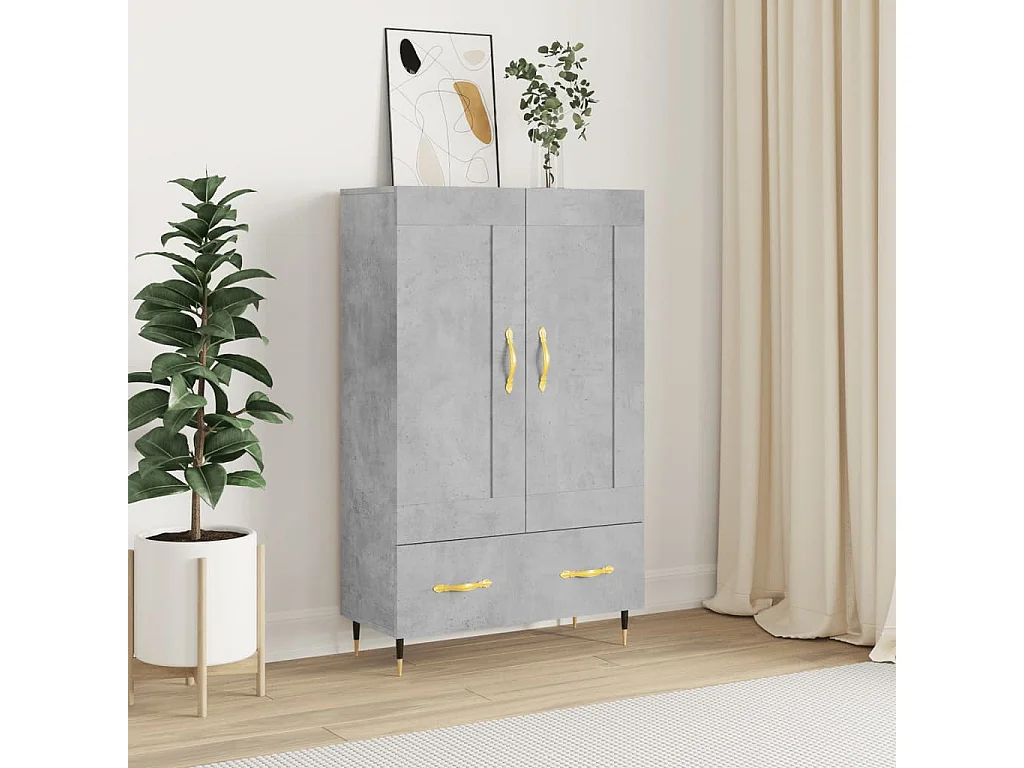 Buffet | Bahut | Meuble de rangement haut gris béton 69,5x31x115 cm bois d'ingénierie