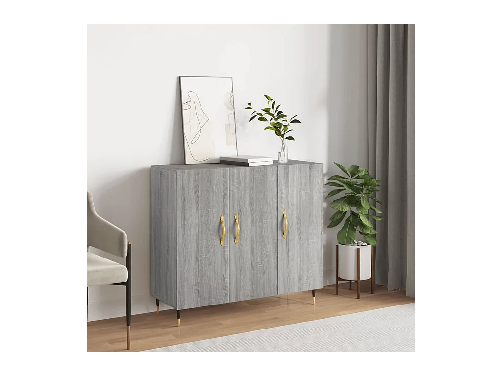 Credenza | Buffet | Armadio Grigio Sonoma 90x34x80 cm in Legno Multistrato