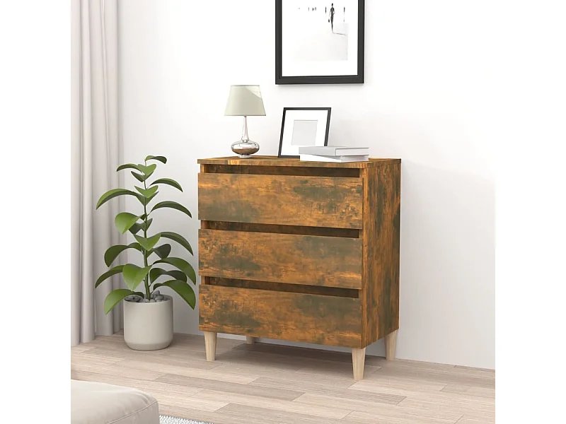 Buffet | Commode à tiroir | Meuble de rangement Chêne fumé 60x35x69 cm Bois d'ingénierie
