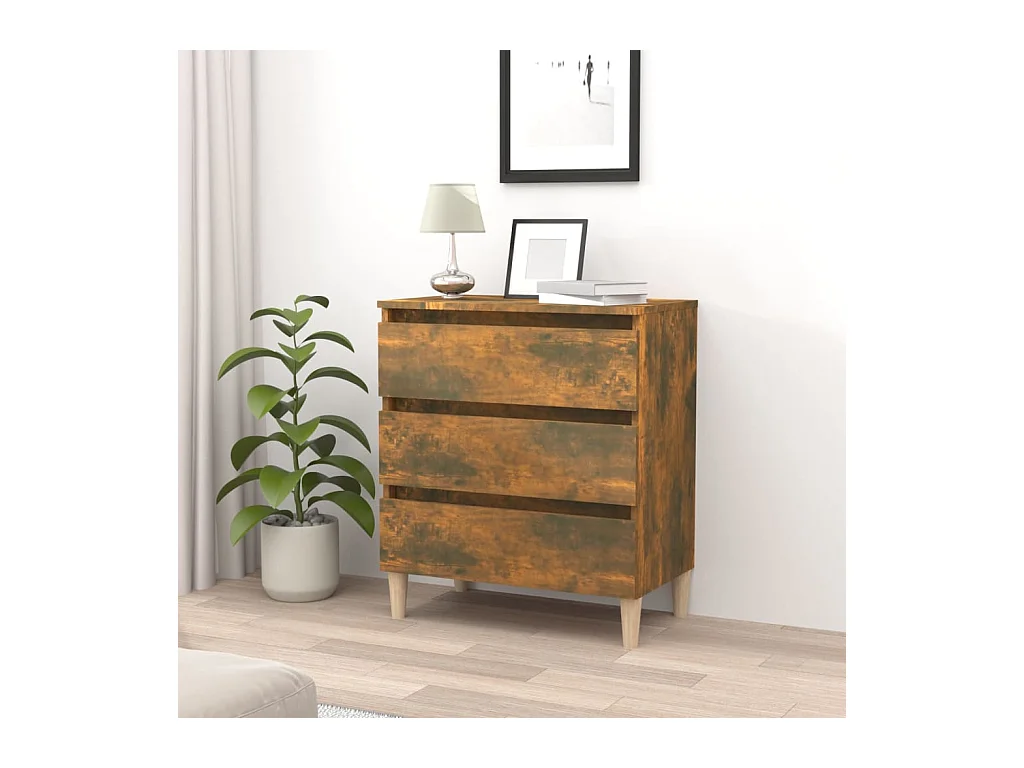 Buffet | Commode à tiroir | Meuble de rangement Chêne fumé 60x35x69 cm Bois d'ingénierie