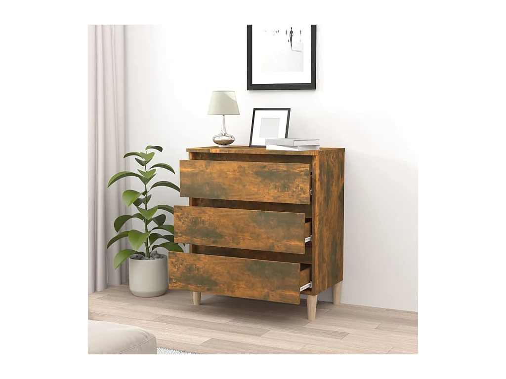 Buffet | Commode à tiroir | Meuble de rangement Chêne fumé 60x35x69 cm Bois d'ingénierie