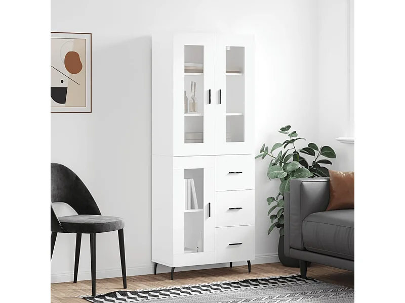 Buffet | Bahut | Meuble de rangement haut Blanc 69,5x34x180 cm Bois d'ingénierie