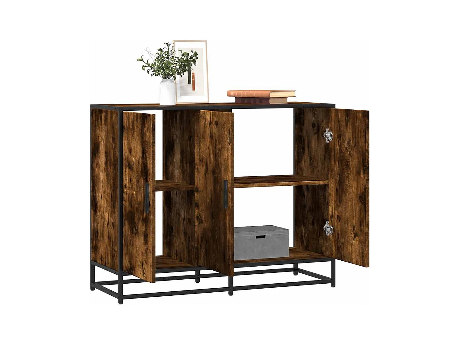 Credenza | Buffet | Armadio Rovere Fumo 94x35x76 cm in Legno Multistrato