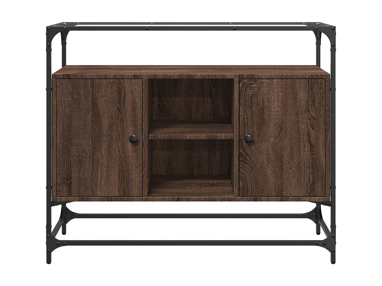 Buffet | Bahut | Meuble de rangement avec dessus en verre chêne marron bois d'ingénierie