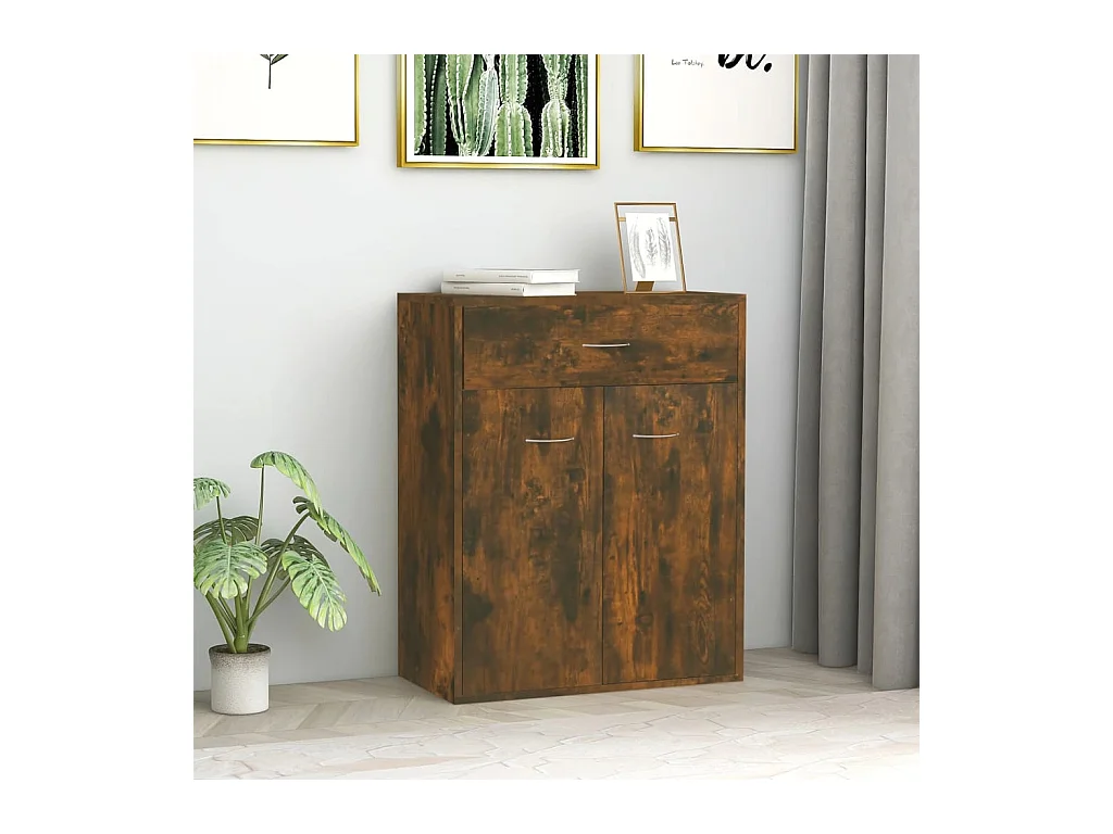 Buffet | Commode à tiroir | Meuble de rangement Chêne fumé 60x30x75 cm Bois d'ingénierie