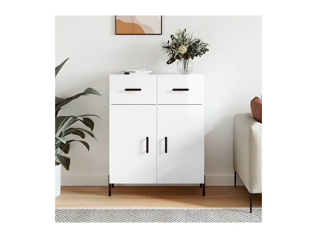 Buffet | Bahut | Meuble de rangement Blanc brillant 69,5x34x90 cm Bois d'ingénierie