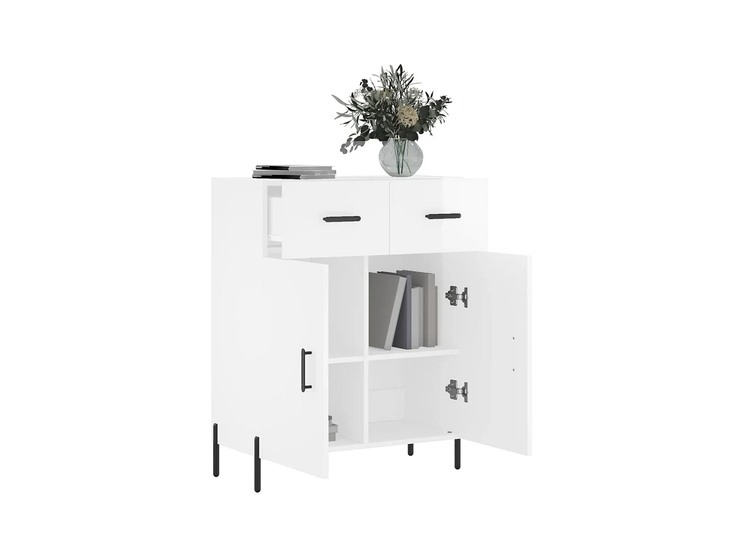 Buffet | Bahut | Meuble de rangement Blanc brillant 69,5x34x90 cm Bois d'ingénierie
